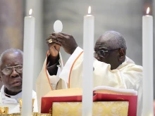 Cardinal Robert Sarah offers Mass in St. Peter's Basilica for his 50th anniversary of priesthood in 2019.